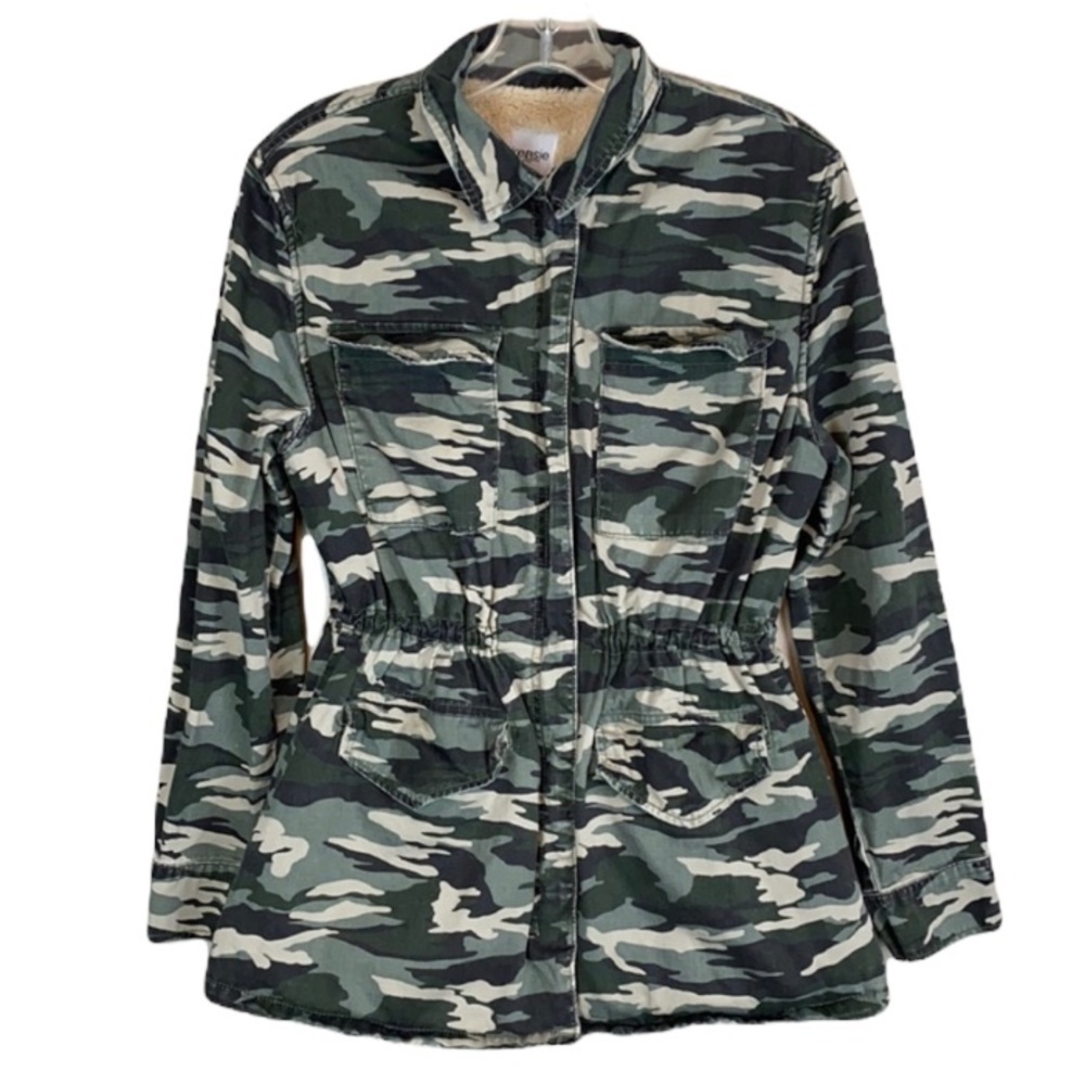 Kensie Desert Camo Jacket Faux Fur Size Small‎